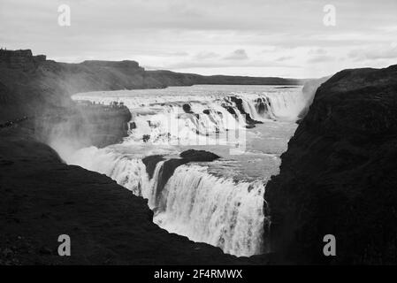 Der Wasserfall Gullfoss in Island im Herbst Stockfoto