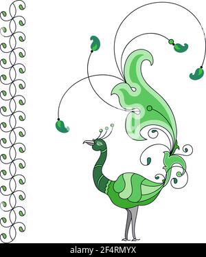Peacock künstlerische handgezeichneten Vektorgrafiken Stock Vektor