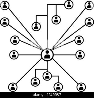 Netzwerkanschluss, Hub, Social Network Isolated Flat Line Icon Vektorgrafik Stock Vektor