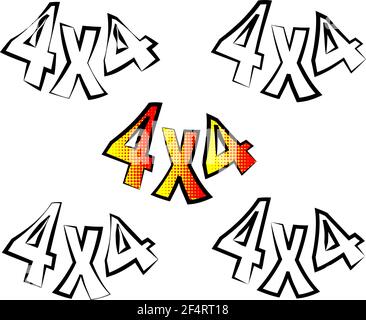 Vier X vier Design, 4 X 4, Allradantrieb, Fahrzeug-Grafik, Vinyl Ready Design Vector Art Illustration Stock Vektor
