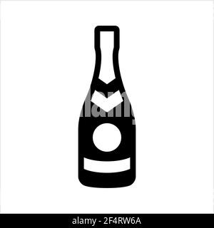 Champagner Flasche Symbol Vektor Kunst Illustration Stock Vektor