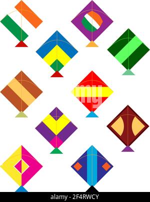 Kite Design Collection Vektor Kunst Illustration Stock Vektor