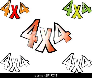 Vier X vier Design, 4 X 4, Allradantrieb, Fahrzeug-Grafik, Vinyl Ready Design Vector Art Illustration Stock Vektor