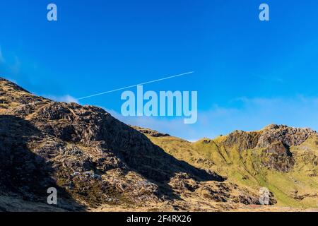 Blick von einer Wanderung zum Gipfel des Snowdon in Nordwales, Großbritannien Stockfoto