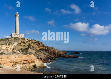 Blick auf den Leuchtturm von Capo Palos in Murcia Im Südosten Spaniens Stockfoto