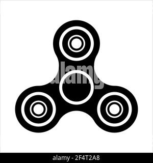 Spielzeug Fidget Spinner Symbol, Spin Entlang Seiner Achse Spielzeug Vektor Kunst Illustration Stock Vektor