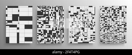 Set von minimalistischen abstrakten schwarz-weiß Geometrie Design für Cover und Poster oder Wanddekoration, Vektor. Rechteckige Form Muster für den Innenraum Stock Vektor
