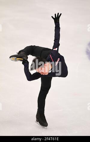 Stockholm, Schweden. März 2021, 23rd. Yuma KAGIYAMA Japan, während der Männer üben bei der ISU World Figure Skating Championships 2021 in Ericsson Globe, am 23. März 2021 in Stockholm, Schweden. Quelle: Raniero Corbelletti/AFLO/Alamy Live News Stockfoto