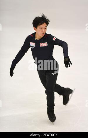 Stockholm, Schweden. März 2021, 23rd. Yuma KAGIYAMA Japan, während der Männer üben bei der ISU World Figure Skating Championships 2021 in Ericsson Globe, am 23. März 2021 in Stockholm, Schweden. Quelle: Raniero Corbelletti/AFLO/Alamy Live News Stockfoto