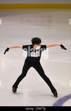 Stockholm, Schweden. März 2021, 23rd. Vincent ZHOU USA, während Männer bei der ISU Eiskunstlauf-Weltmeisterschaft 2021 im Ericsson Globe üben, am 23. März 2021 in Stockholm, Schweden. Quelle: Raniero Corbelletti/AFLO/Alamy Live News Stockfoto