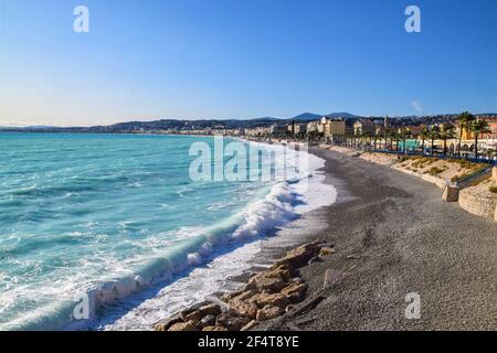 Nizza, Frankreich, 5. November 2019. Leere Strände im Herbst. Quelle: Vuk Valcic / Alamy Stockfoto