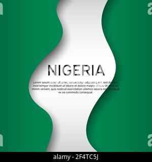 Abstrakt schwenkende nigeria-Flagge. Kreativer Hintergrund in nigeria Flaggen Farben für Urlaub Karte Design. Nationales Plakat. Staatliche nigerianische patriotische Abdeckung, Bus Stock Vektor