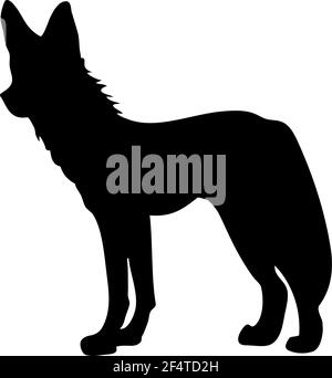 Hyena Hund Silhouette. Glatte und saubere Linien. Hoch detaillierte Hyena Hundehüsse. Vektorgrafik. Stock Vektor