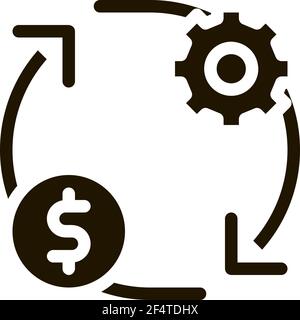 Zahnradwechsel Geld Symbol Vektor Glyphe Illustration Stock Vektor