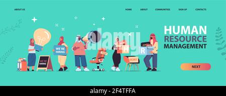Set arabic hr Manager Holding we are hiring join US Poster offene Personalbeschaffung für offene Stellen Stock Vektor