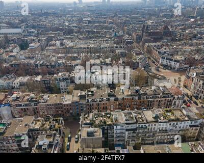 Luftaufnahme des Zentrums von Amsterdam, Niederlande Stockfoto