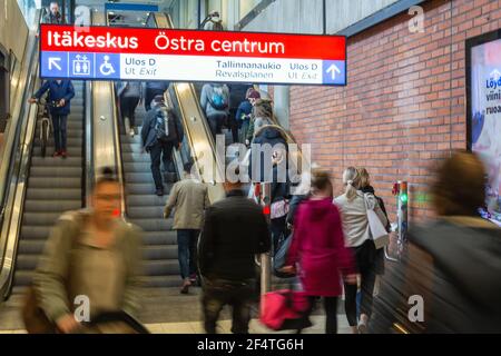 Bahnhof Itäkeskus merto in Helsinki Finnland Stockfoto