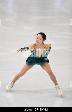 Stockholm, Schweden. 23rd. März 2021.Sakoto MIYAHARA JPN, während des Ladies-Trainings bei den ISU Eiskunstlauf-Weltmeisterschaften 2021 im Ericsson Globe, am 23. März 2021 in Stockholm, Schweden. Quelle: Raniero Corbelletti/AFLO/Alamy Live News Stockfoto