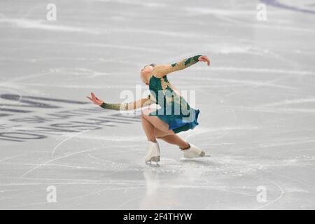 Stockholm, Schweden. 23rd. März 2021.Sakoto MIYAHARA JPN, während des Ladies-Trainings bei den ISU Eiskunstlauf-Weltmeisterschaften 2021 im Ericsson Globe, am 23. März 2021 in Stockholm, Schweden. Quelle: Raniero Corbelletti/AFLO/Alamy Live News Stockfoto