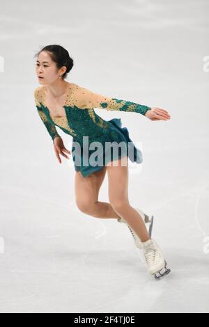 Stockholm, Schweden. 23rd. März 2021.Sakoto MIYAHARA JPN, während des Ladies-Trainings bei den ISU Eiskunstlauf-Weltmeisterschaften 2021 im Ericsson Globe, am 23. März 2021 in Stockholm, Schweden. Quelle: Raniero Corbelletti/AFLO/Alamy Live News Stockfoto