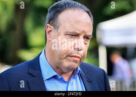 Nigel Dodds, Demokratische Unionistische Partei (DUP) nordirischer Gewerkschaftspolitiker, Nahaufnahme Porträt Stockfoto