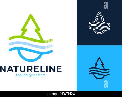 Creative Green Abstract geometrische Logo Symbol Wassertropfen und Baum. Kreative Wasser- und Baum-Vektor-Designs Stock Vektor