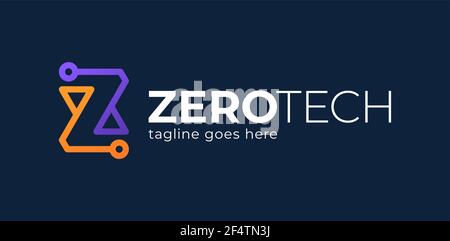 Anfangsbuchstabe Z Tech Logo Design Element. Buchstabe Z Technologie Logo Design Vektor mit digitalem Punkt Konzept. Multimedia, digital, Innovation, Internet Stock Vektor