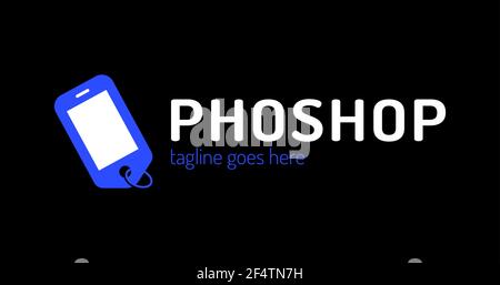 Smartphone Preisschild Logo Vorlage. Online Shop Logo Designs Vorlage, Phone Shop Logo Symbol Symbol mit Preisschild kombinieren. Stock Vektor
