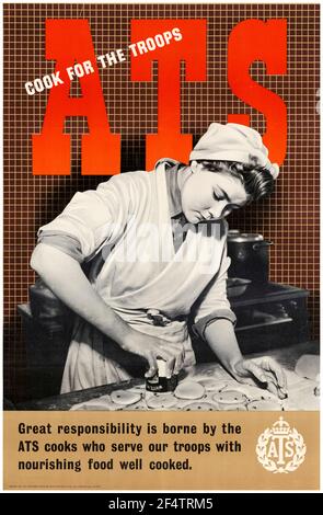 British, WW2 Female Forces Recruitment Poster: ATS Cook for the Trupps (Woman as a Cook), 1942-1945 Stockfoto