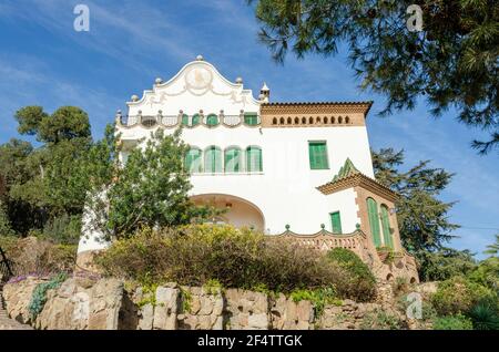 Trias Haus im Park Guell in Barcelona, Spanien. Stockfoto