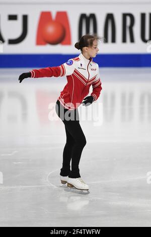 Stockholm, Schweden. 23rd. März 2021.Anna SHCHERBAKOVA FSR, während des Ladies-Trainings bei den ISU Eiskunstlauf-Weltmeisterschaften 2021 im Ericsson Globe, am 23. März 2021 in Stockholm, Schweden. Quelle: Raniero Corbelletti/AFLO/Alamy Live News Stockfoto