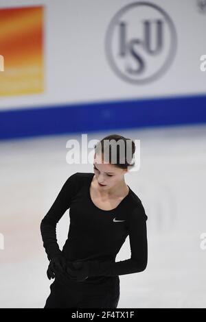 Stockholm, Schweden. 23rd. März 2021.Anna SHCHERBAKOVA FSR, während des Ladies-Trainings bei den ISU Eiskunstlauf-Weltmeisterschaften 2021 im Ericsson Globe, am 23. März 2021 in Stockholm, Schweden. Quelle: Raniero Corbelletti/AFLO/Alamy Live News Stockfoto
