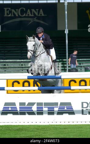 Die Nordamerikanischen, Spruce Meadows, Juni 2001, Akita Bohren Schale, Sarah Baldwin (USA), Pfeffer Stockfoto