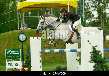 The Canada 1, Spruce Meadows, Juni 2002, Schuyler Riley (USA) Riding Stormchaser Stockfoto