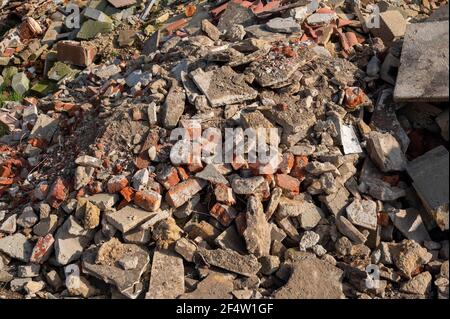 Ein Stapel von gebrauchten Boken Ziegel Schutt Stockfoto