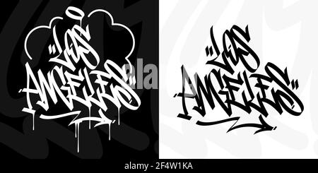 Word Los Angeles Abstrakt Hip Hop Hand Geschrieben Graffiti Stil Vektorgrafiken Stock Vektor