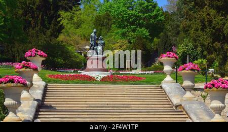 Denkmal für Joseph Lanner und Johann Strauss in Baden bei Wien in der Nähe von Wien Stockfoto