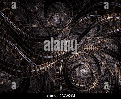 Kreise und Spikes abstrakter Hintergrund. 3D Schichten von bunten Blending-Texturen (computergeneriert, fraktale Abstraktion) Stockfoto