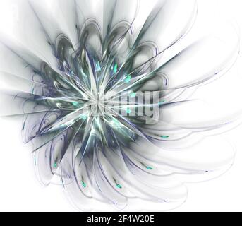 Glühende Blume. Spiral digitale Kunst. Ein abstrakter Computer erzeugte ein modernes spiralförmiges fraktales Element. Muster für kreatives Kunstdesign. Abstrakte Form und c Stockfoto