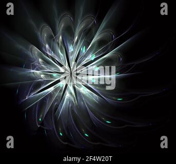 Glühende Blume. Spiral digitale Kunst. Ein abstrakter Computer erzeugte ein modernes spiralförmiges fraktales Element. Muster für kreatives Kunstdesign. Abstrakte Form und c Stockfoto