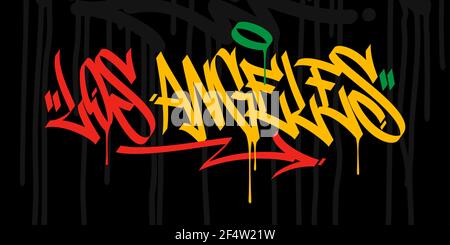 Flat Word Los Angeles Abstrakt Hip Hop Hand Geschrieben Graffiti Stil Vektor Illustration Kunst Stock Vektor