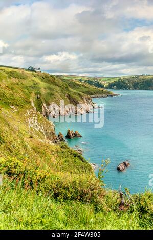 Malerische Küste an der Mündung des Dart River, Devon, England, Großbritannien Stockfoto