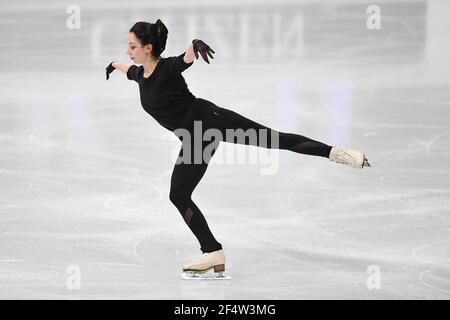 Stockholm, Schweden. 23rd Mär 2021.Elizaveta TUKTAMYSHEVA FSR, während des Ladies-Trainings bei den ISU Eiskunstlauf-Weltmeisterschaften 2021 im Ericsson Globe, am 23. März 2021 in Stockholm, Schweden. Quelle: Raniero Corbelletti/AFLO/Alamy Live News Stockfoto