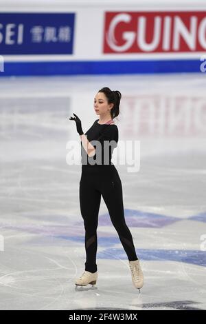 Stockholm, Schweden. 23rd Mär 2021.Elizaveta TUKTAMYSHEVA FSR, während des Ladies-Trainings bei den ISU Eiskunstlauf-Weltmeisterschaften 2021 im Ericsson Globe, am 23. März 2021 in Stockholm, Schweden. Quelle: Raniero Corbelletti/AFLO/Alamy Live News Stockfoto