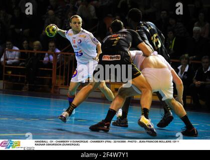 HANDBALL - D1 - CHAMBERY V DUNKERQUE - CHAMBERY (FRA) - 22/10/2008 - FOTO : JEAN-FRANCOIS MOLLIERE / DPPI RAGNAR OSKARSSON (DUNKERQUE) Stockfoto