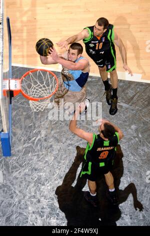 BASKETBALL - SEMAINE DES AS 2010 - VILLEURBANNE (FRA) - 18 BIS 21/02/2010 - FOTO : JEAN FRANCOIS MOLLIERE / DPPIROANNE V ASVEL VILLEURBANNE - DYLAN PAGE (ROANNE) Stockfoto