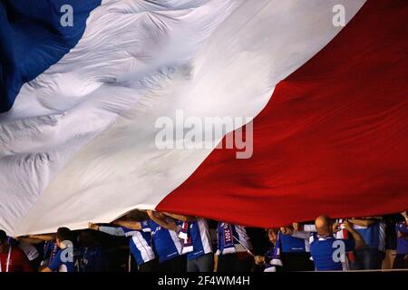 Französische Mannschaftsfans während des Tennis Davis Cup 2014 Weltgruppe 1st Runde, Frankreich gegen Australien, Tag 1, am 31. Januar 2014 in Vendesface, la Roche sur Yon, Frankreich. Foto Jean-Marc Mouchet / DPPI Stockfoto