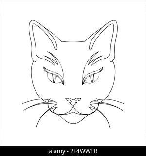 Porträt in einer modernen einzeiligen Kunst einer Katze. Stock Vektor