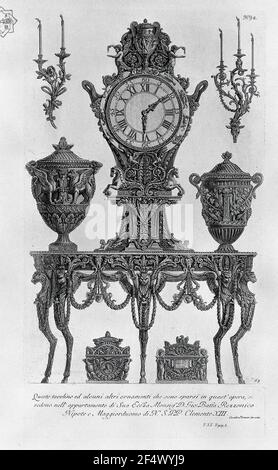 Giovanni Battista Piranesi - Five Legged Tischwand Matterhorn Surmounted Uhr zwischen zwei dekorativen V Stockfoto