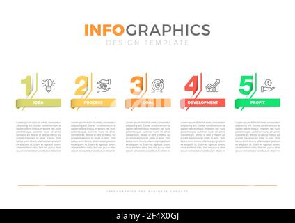 Infografik Design mit 5 Optionen oder Schritten. Infografiken für das Geschäftskonzept. Stock Vektor